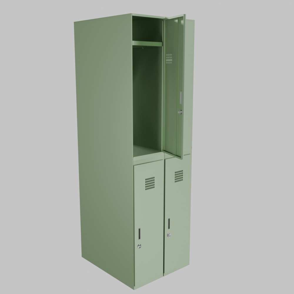 Metal locker room cabinet 2×2 with shelves and ventilation. - Image 2