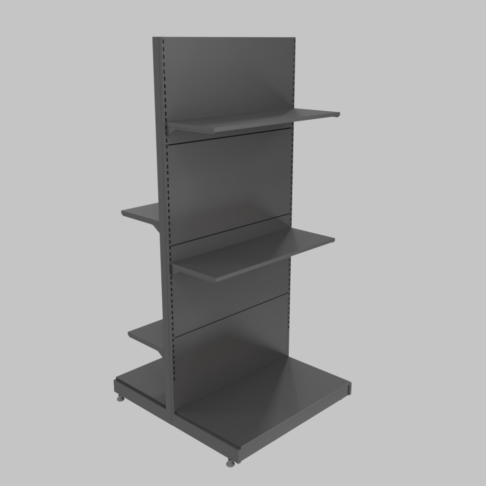 Double-sided shelving unit with 4 shelves