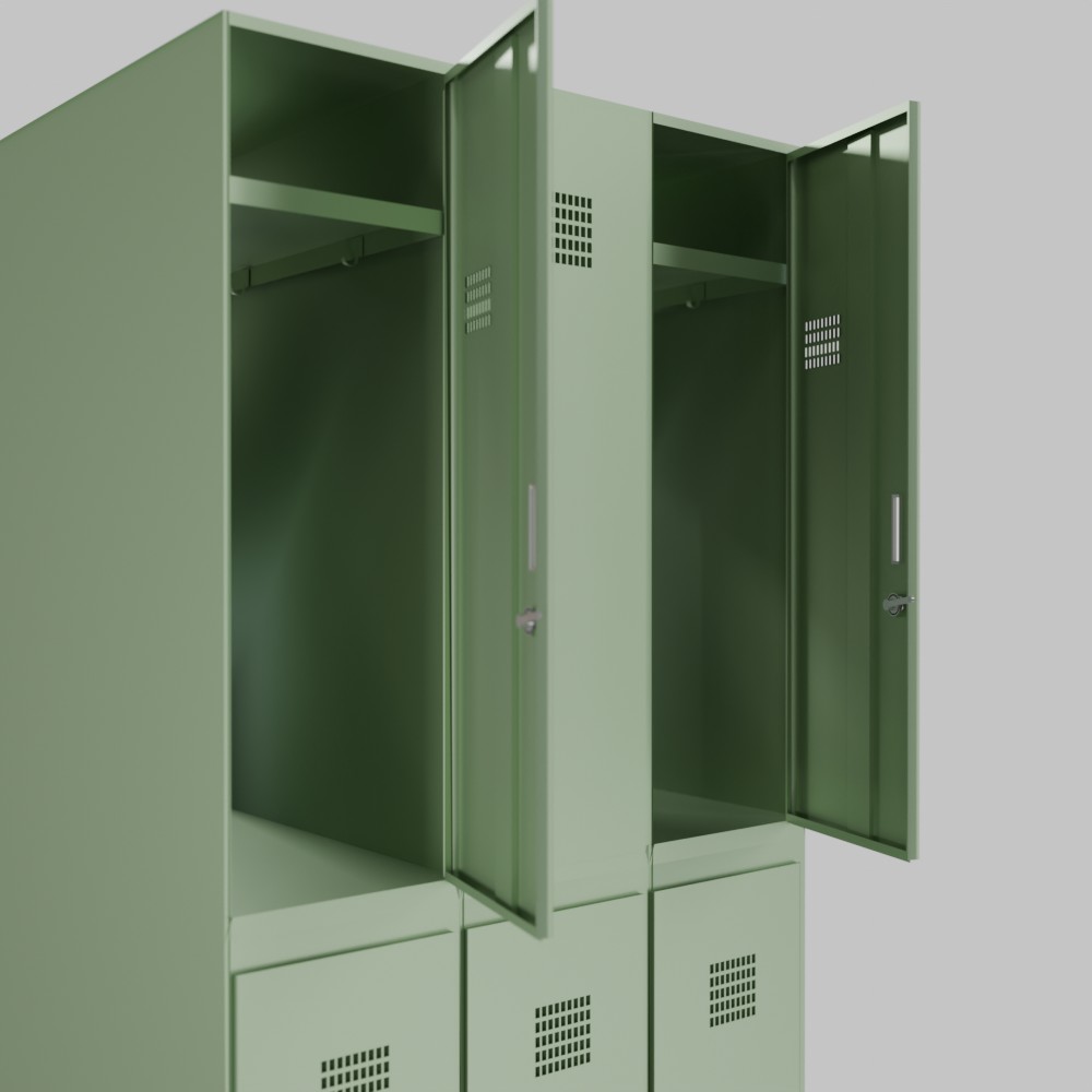Metal clothing locker 3×2 with shelves — personal storage with ventilation, size 900×500×1910 mm. - Image 2