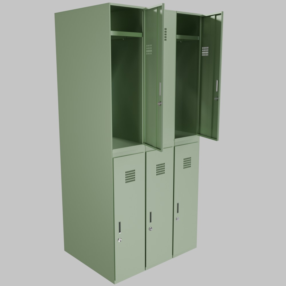 Metal clothing locker 3×2 with shelves — personal storage with ventilation, size 900×500×1910 mm. - Image 3