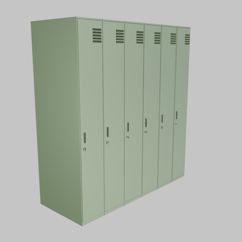 Metal cabinet 1×6 with shelves — for staff and office use