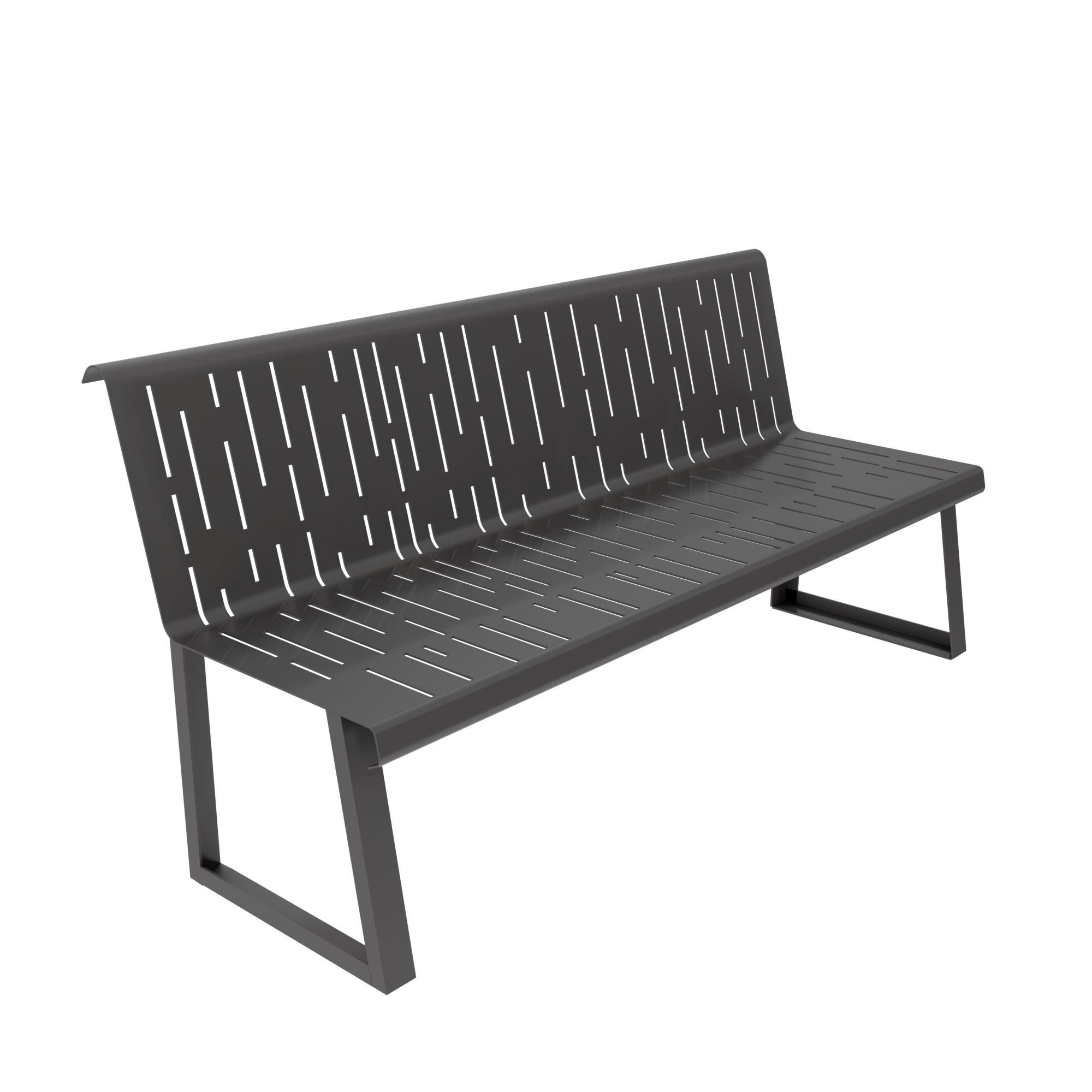 Metal Outdoor Bench with Perforated Backrest