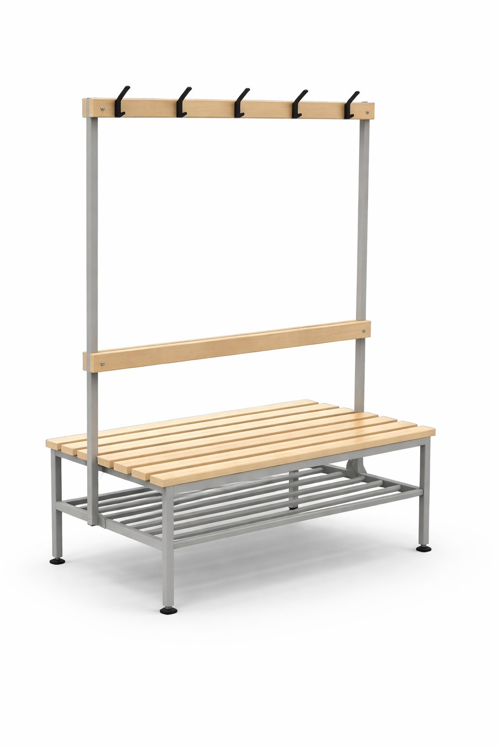 Locker room bench with coat hooks and shoe shelf by AV4