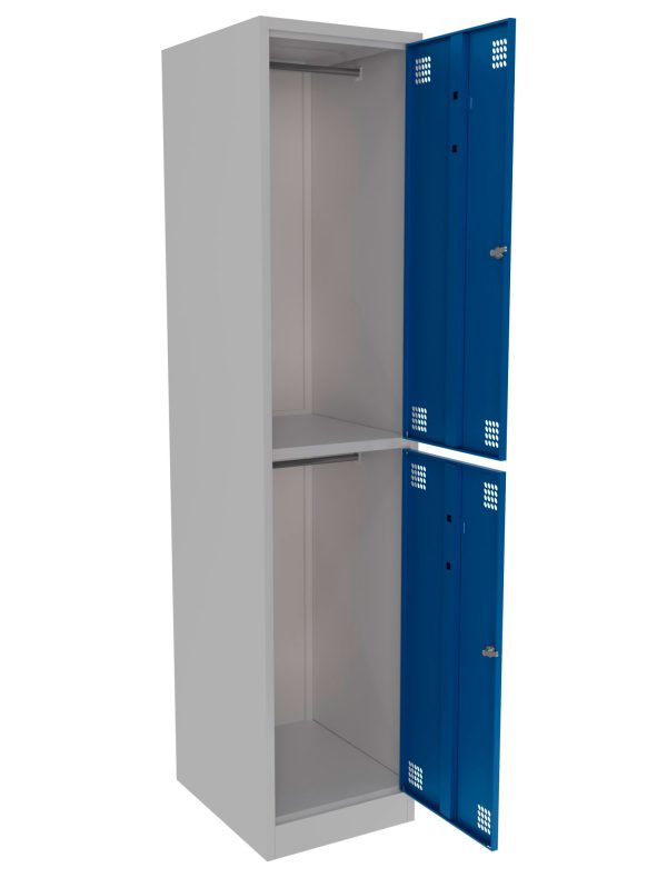 Two tier metal locker with hanging rails