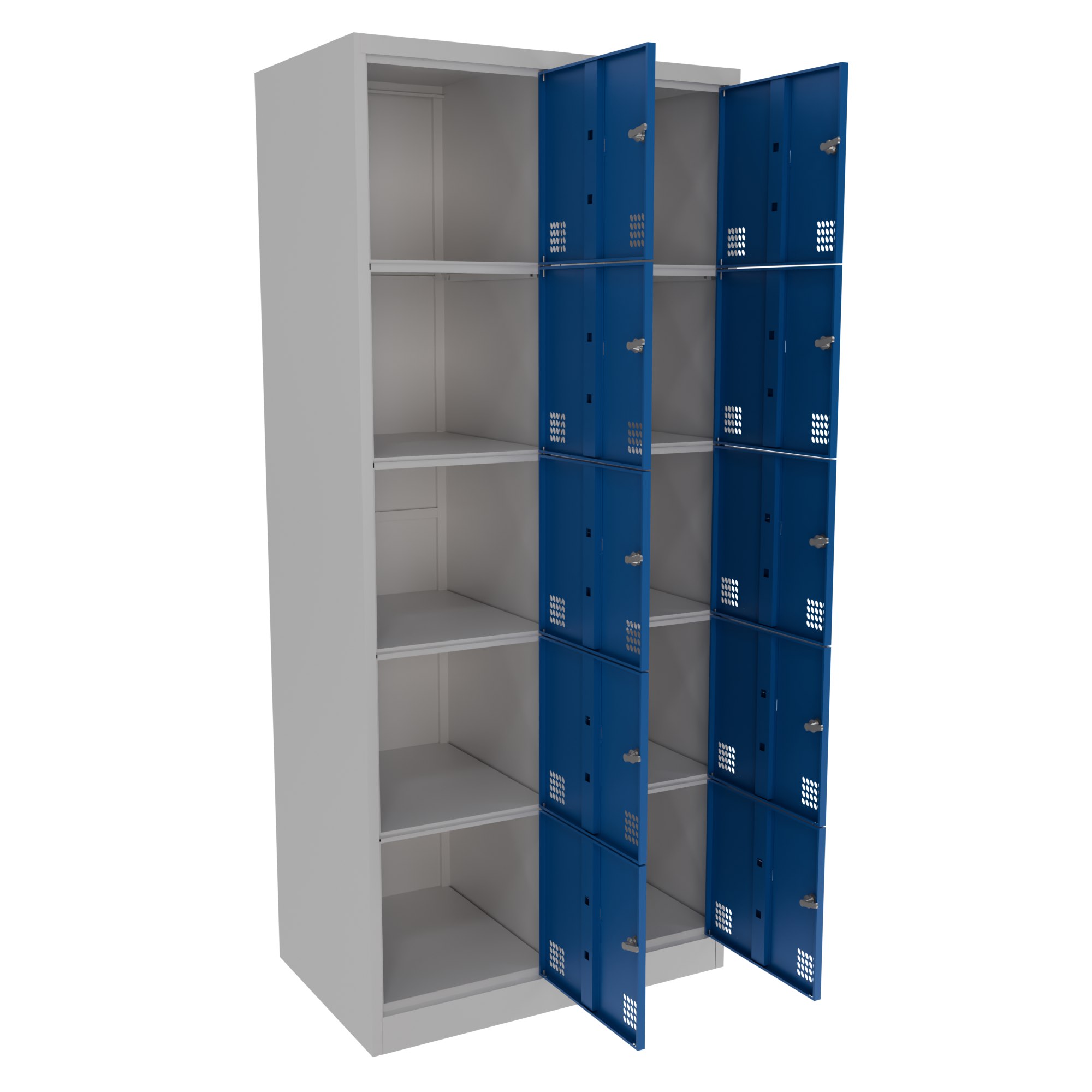 Twelve door metal locker with ventilated doors