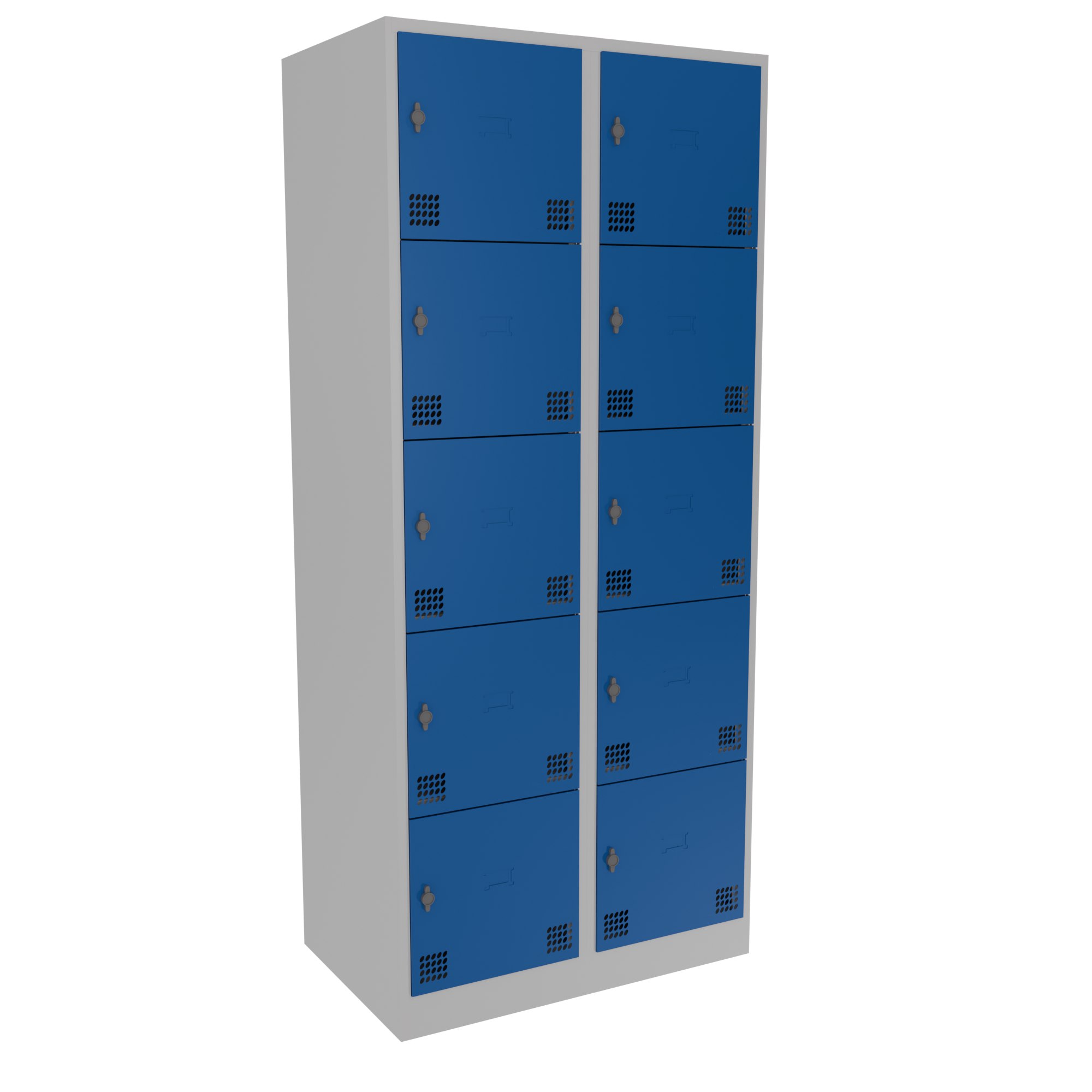 Twelve door metal locker with ventilated doors
