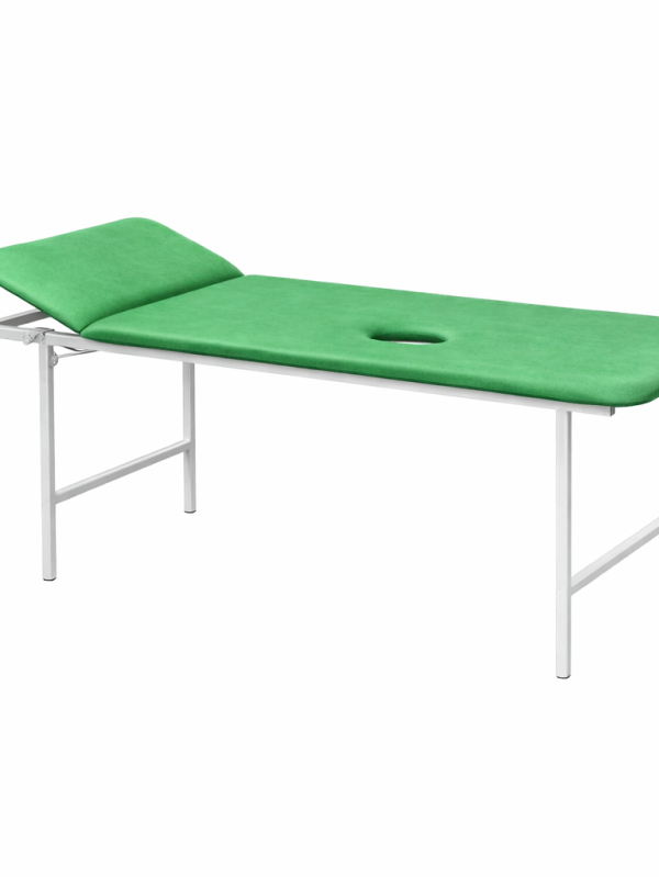 Intestinal lavage couch KPK with green upholstery and metal frame