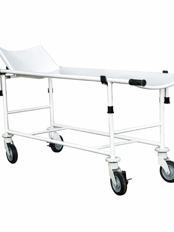 Patient transport trolley TBS-150 with removable stretcher and adjustable headrest on white background