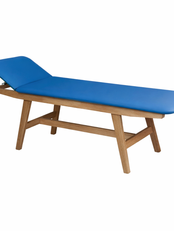 Physiotherapy examination couch KFP with wooden frame and adjustable headrest