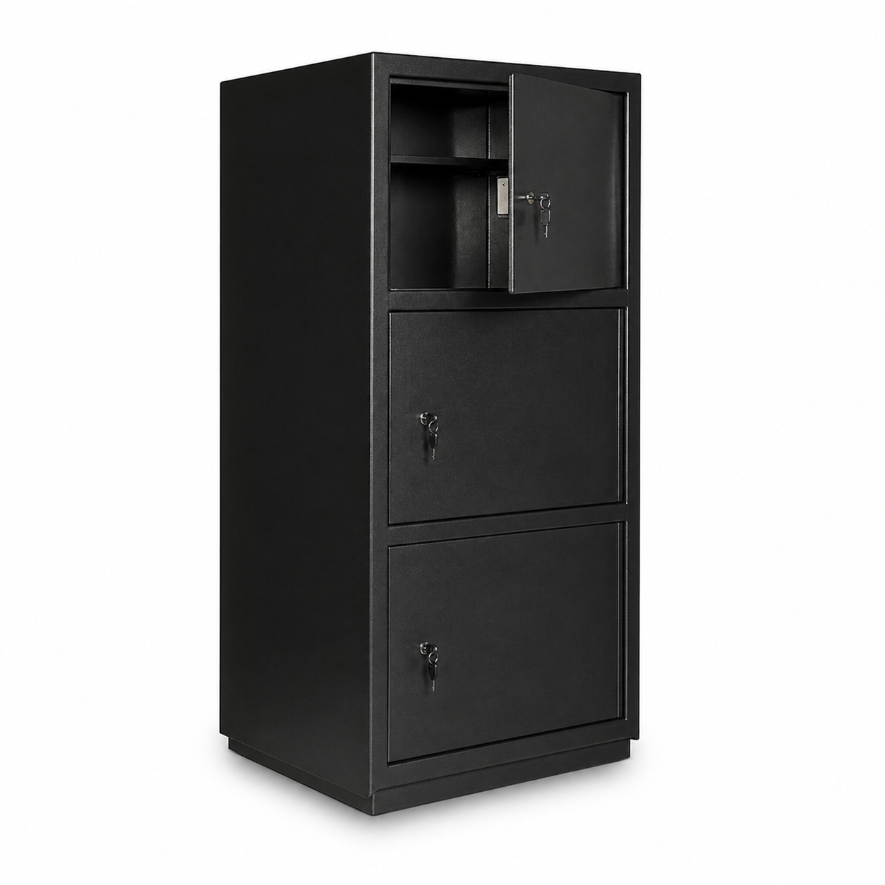 AV4 multi section metal safe cabinet with multiple lockable compartments