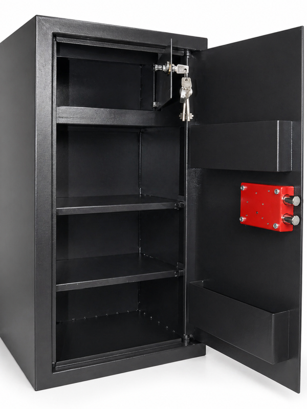 AV4 reinforced metal safe with shelves and inner lock box steel office safe