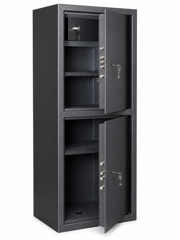 AV4 double level metal safe cabinet with two lockable compartments steel storage safe