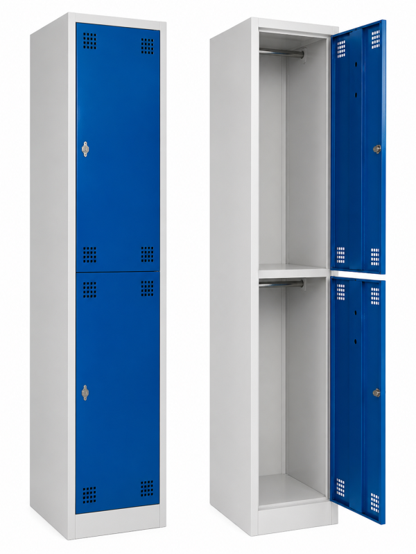 AV4 two tier metal locker wardrobe with two levels steel storage cabinet