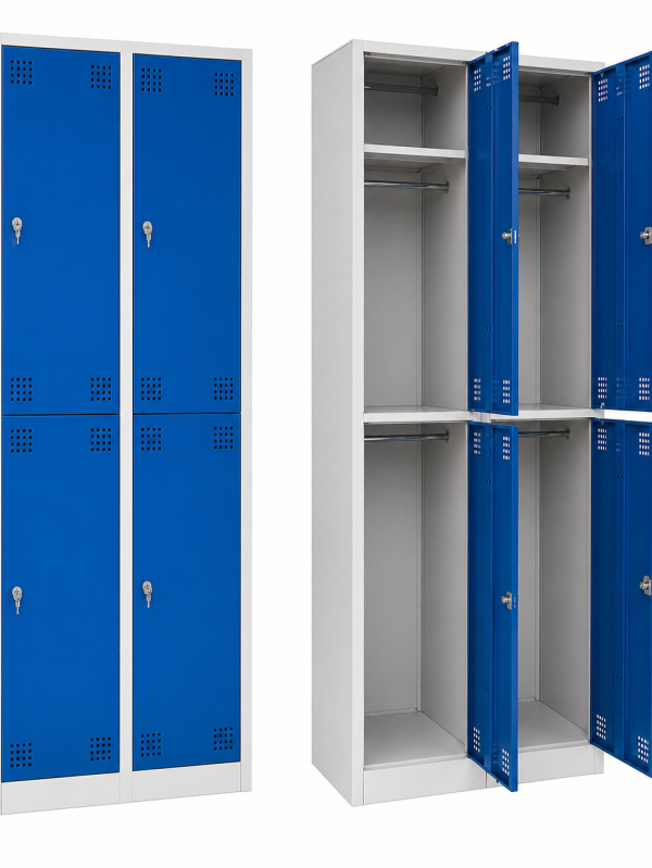 AV4 four compartment metal locker cabinet two tier steel storage locker